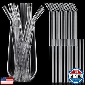 Weysat 100 Pcs Reusable Glass Straws Bulk Glass Drinking Straws Smoothie Stra - Picture 1 of 5