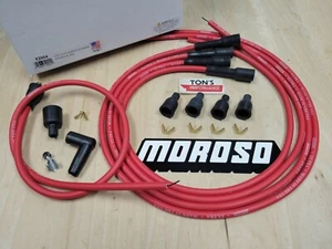 MOROSO Ultra Universal 4 Cyl Spark plug wire kit Unsleeved Non-HEI 52004 Red - Picture 1 of 3