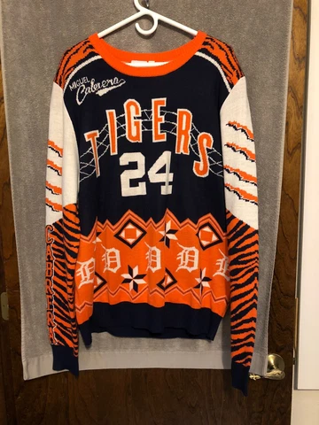 Detroit Tigers Miquel Cabrera MLB Ugly Jersey Sweater Forever Collectibles Sz XL Cover