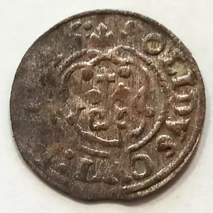 Moneda de plata chelín Suecia 1646 Solidus Christina Livonia Riga - Imagen 1 de 4