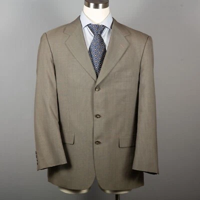 Jeffrey Banks Mens Sports Coat 42R Beige 100% Pure Wool Business Blazer 3 Button - Image 1 of 4