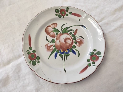 Ancienne Assiette décorative en terre cuite vernissée 23 cm de diamètre - Photo 1/3