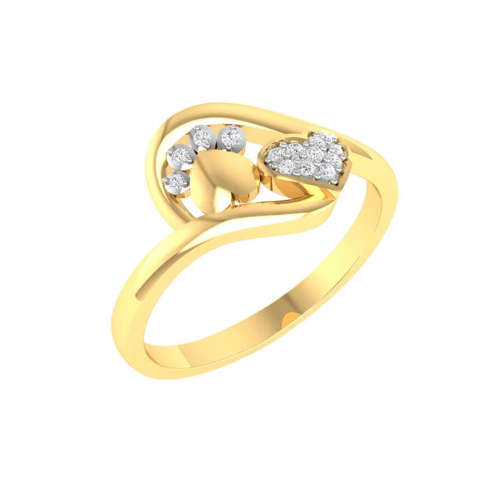 0.06 Cttw Natural Diamond Round Cut Heart Shape Sterling Silver Solitaire Ring - Image 1 of 1