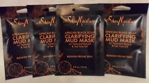 4x Shea Moisture African Black Soap Clarifying Mud Face Mask .5oz acne prone New - Picture 1 of 5