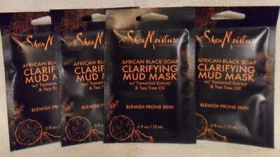 4x Shea Moisture African Black Soap Clarifying Mud Face Mask .5oz acne prone New - Image 1 of 4