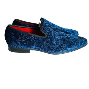 La Milano Broderick 2 Navy Velvet Lounging Shoes Slippers Men Size 8.5 NEW- Box - Picture 1 of 14
