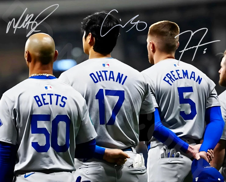 Freddie Freeman Shohei Ohtani Mookie Betts foto autografada 8x10 assinada reimpressão campeão - Imagem 1 de 1