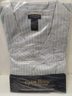 Vintage 2005 manga larga y pierna XL rayas blancas/azules Macys Club Room Foto 1 de 4