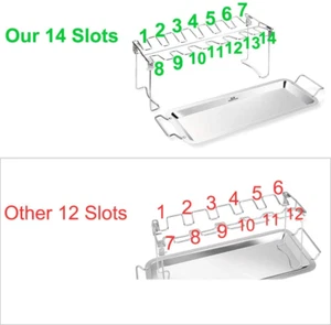 Chicken Leg Wing Rack 14 Slots Stainless Steel Metal Roaster Stand with Drip ... - Picture 1 of 12