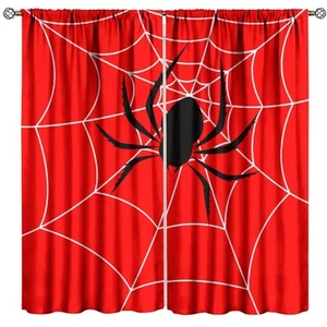 Super Hero Spider Web Boys Red Window Curtains for Teen Room Bedroom Playroom... - Picture 1 of 7