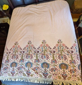 Schwelle Boho Baumwollstoff Duschvorhang mit Fransen Blumen Bordüre Beige - Bild 1 von 8