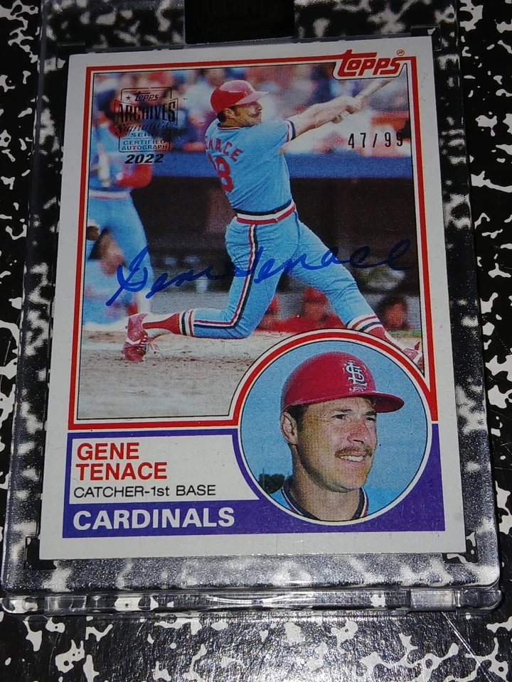 🔥Gene Tenace Topps Archives 1983 recompra en tarjeta automática #/99 St. Louis Cardinals Foto 1 de 2