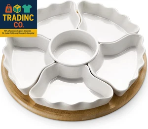 360° Rotatable Serving Tray and Platters, 12 Inch Divided Serving Bowls for Part - Picture 1 of 8