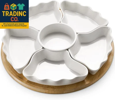 360° Rotatable Serving Tray and Platters, 12 Inch Divided Serving Bowls for Part - Image 1 of 4