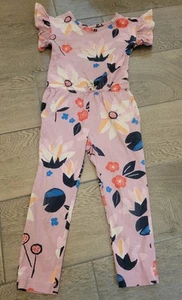 Girls Tea Collection Romper Jumpsuit One Piece Pink Floral sz 5 - Picture 1 of 4