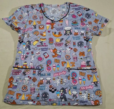 Tom and Jerry Scrubs Tooniforms V Neck Top Pockets Color TJUM Size M Style TF633 - Image 1 of 4