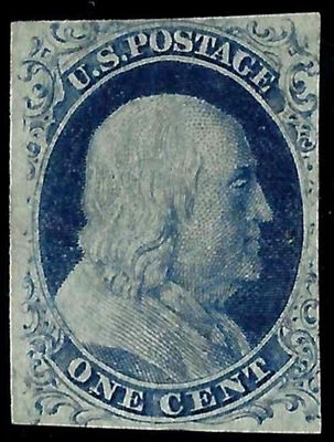 EAS_STAMPS US #9 MOG SMALL PART OG HINGED CERTIFIED SCV $725.00 - Image 1 of 2