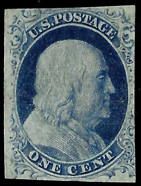 EAS_STAMPS US #9 MOG SMALL PART OG HINGED CERTIFIED SCV $725.00 - Image 1 of 2