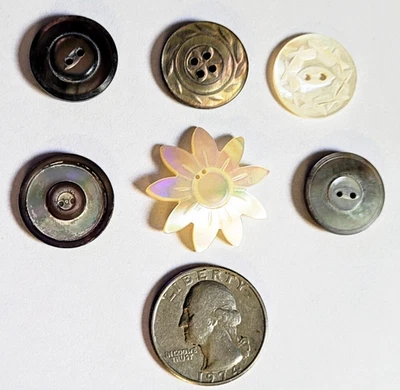Лот винтажных и антикварных пуговиц с морской раковиной - Изображение 1 из 2
