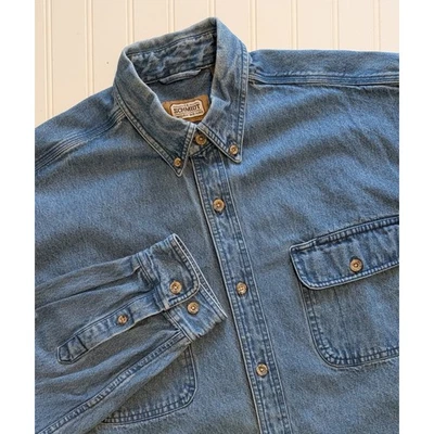 C.E. Camisa de mezclilla pesada Schmidt manga larga abotonada para hombre XLT ¡MUY BONITA! Foto 1 de 4