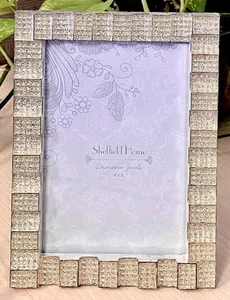 Sheffield Hogar Joyas Decorativas Plata Metal Diamante Brillo Marco de Fotos 4x6 - Imagen 1 de 16
