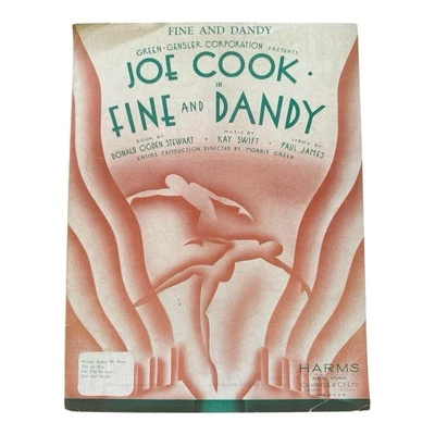 Partituras Fine and Dandy De Colección 1930 Joe Cook Kay Swift Broadway Art Deco Cubierta Foto 1 de 4