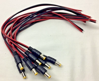 9 Pcs DC Jack 2.1mm x 5.5mm  Male end Pigtail Security Camera Power Connection - Image 1 of 2