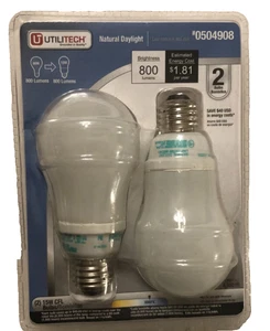 Utilitech LED 15W CFL #0504908 White Light Bulbs Two Pack New - Picture 1 of 2