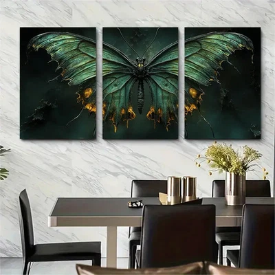 3pcs Butterfly Canvas Abstract Skeletal F Wall Art Canvas  Unframed/Framed - Image 1 of 4