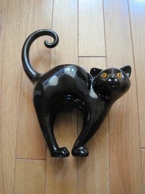 YANKEE CANDLE 2001 Halloween de pie gato negro cola rizada soporte de luz de té Foto 1 de 4