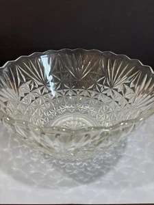 VTG  Punch Bowl Anchor Hocking 1950's Arlington Pattern Clear Glass 12" Diam. - Picture 1 of 3