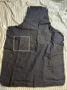 Vtg Clean Indigo Denim Selvedge Apron Workshop WORK WEAR Pontiac Metal Plant - Picture 1 of 11