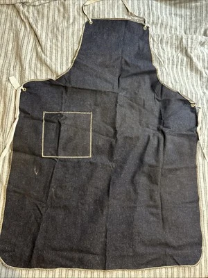 Vtg Clean Indigo Denim Selvedge Apron Workshop WORK WEAR Pontiac Metal Plant - Image 1 of 4