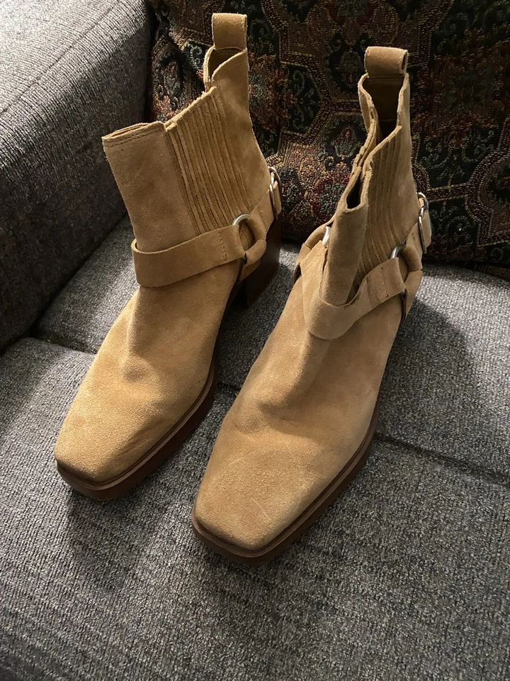 Sam Edelman Bellamie Gamuza Arnés Western Botines en Gamuza Camel Talla 8.5 Foto 1 de 4