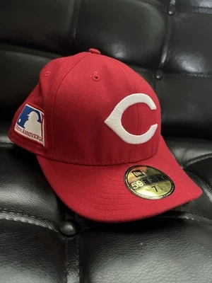 New Cincinnati Reds 100th Anniversary MLB New Era 59FIFTY Fitted Cap Red 7 1/8 - Image 1 of 4