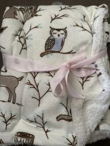 Baby Elements NWT woodland owl deers squirrel Animals Blanket Plush 30"40" new - Picture 1 of 6
