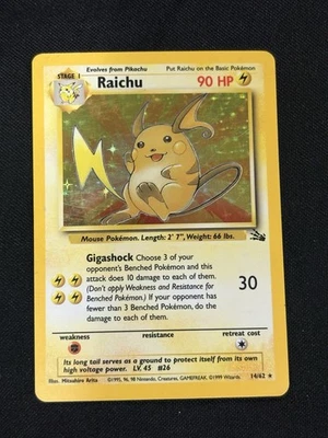 Raichu 14/62 Holo Rare Fossil Pokémon Card - Image 1 of 4