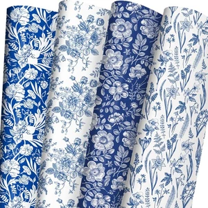 ZINTBIAL Blue White Floral Wrapping Paper 20x29 Inch (Pack of 8), Blue-Floral  - Picture 1 of 8