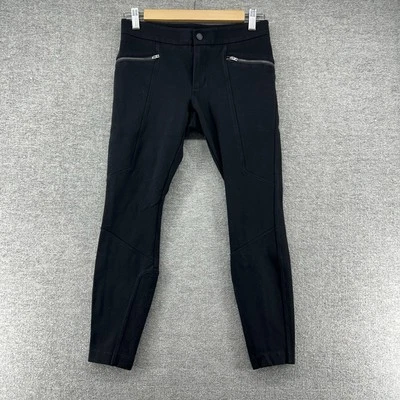 Pantalones de sarga Athleta Ponte Moto para mujer talla 2P negros informales bolsillos con cremallera S 77298 Foto 1 de 4