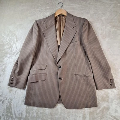 Fioravanti 纽约西装外套男式 44R 棕色细条纹双扣票袋 — 第 1/4 张图片