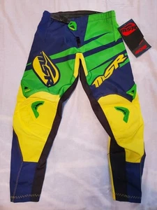 MSR AXIS RACING Dirtbike MX Motocross Pants Youth Y26 Blue Green Yellow New - Picture 1 of 10