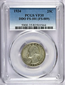 1934 PCGS VF35 DDO FS-101 (FS-009) Washington Quarter - Picture 1 of 3