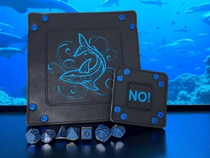 Shark gift set, TTRPG, dice tray, dice jail and set of blue dice - Picture 1 of 6
