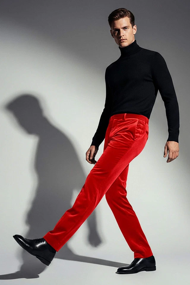 Barabas Men's Velvet Shiny Slim Fit Solid Color Pants 4CP40 - Image 1 of 4