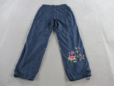 VINTAGE Gap Pants Womens Medium Blue Pink Baggy Paratrooper Wide Leg Floral 90s - Image 1 of 4