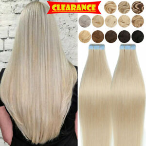 60pcs=150g Seamless Thick Tape In Remy Human Hair Extensions Skin Weft Full Head