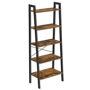Ladder Shelf, 5-Tier Bookshelf, Storage Rack, Bookcase with Steel Frame, Wood... - Picture 1 of 9
