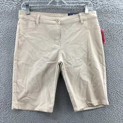 Bermudas ajustadas elásticas Izod para mujer 9 (31x9,5 real) beige tiro medio NUEVO Foto 1 de 4