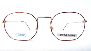 Safilo kleines Brillengestell kastige 8-Eckform dünner Rand gold braun Metall - Picture 1 of 5