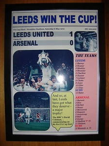 Leeds United 1 Arsenal 0 - Finale FA Cup 1972 - stampa incorniciata - Foto 1 di 2